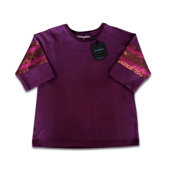 ⚠️SOLD🧘‍♀️4/13/25⚠️NWT Cynthia Rowley Sequin Football Jersey Rugby Shirt - Picture 4 of 11